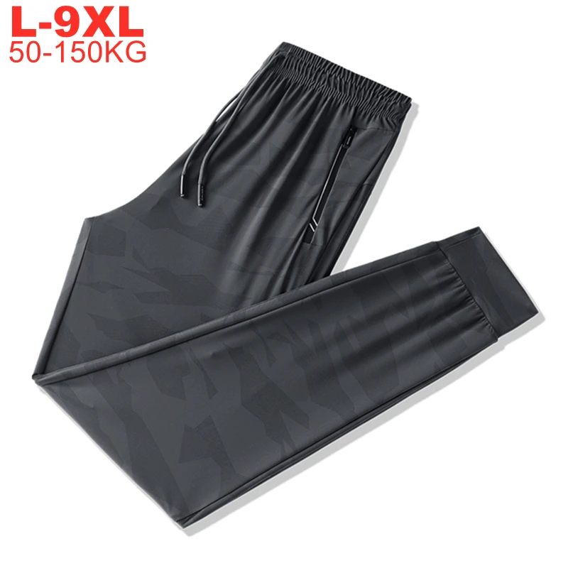 

Extra-large Size 9xl 8xl 7xl 6xl 150kg Sports Trousers Men Thin Cool Running Summer Sweatpants Camouflage Ice Silk Pants Male