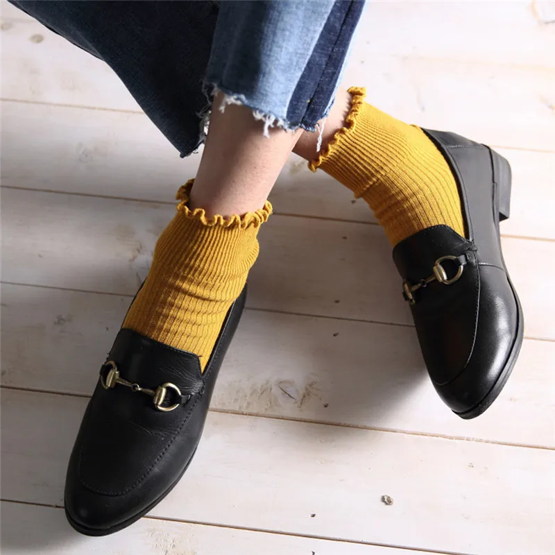 Высококачественные однотонные носки принцессы с оборками для девочек на лето и