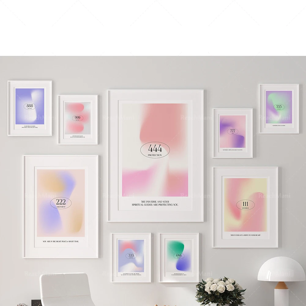 

Angel digital gradient halo poster, Danish pastel aesthetic decoration printing, pastel bedroom decoration canvas printing gift