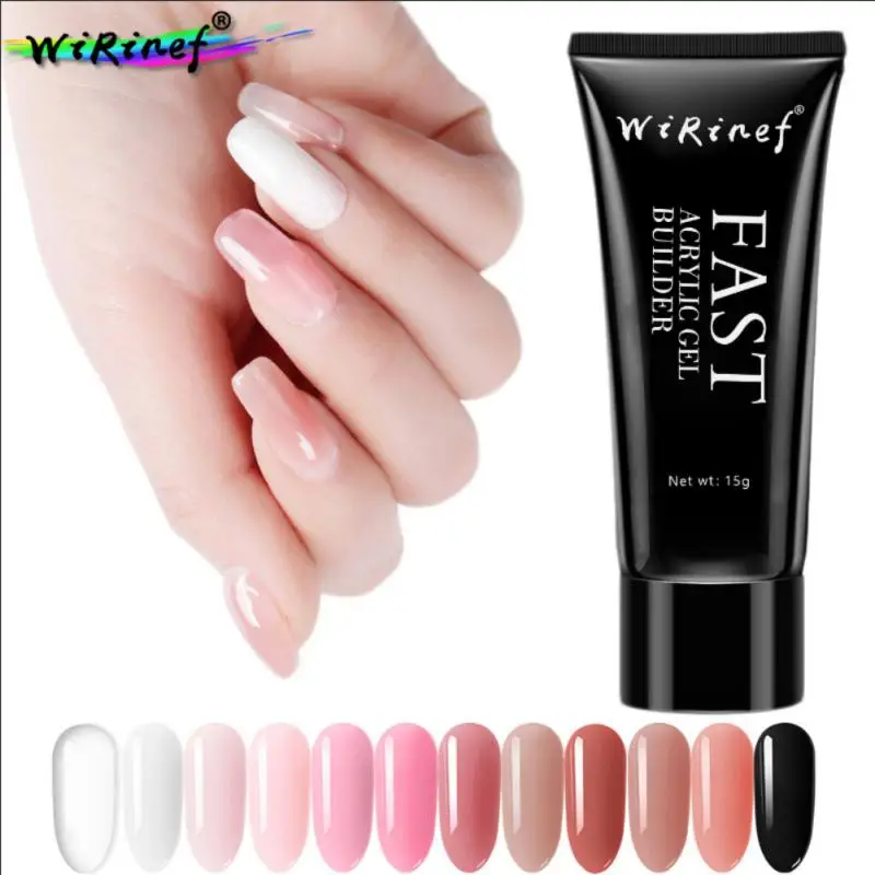 

WiRinef 15ml Glitter Acrylic Gel Finger Extension Pink Extension Gel Soak Off Nail Art Gel Varnish UV Phototherapy Gel TSLM1 New