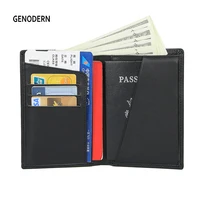 genodern rfid cow horse leather men wallet with passport cover large wallet for men male document orginization passport holder