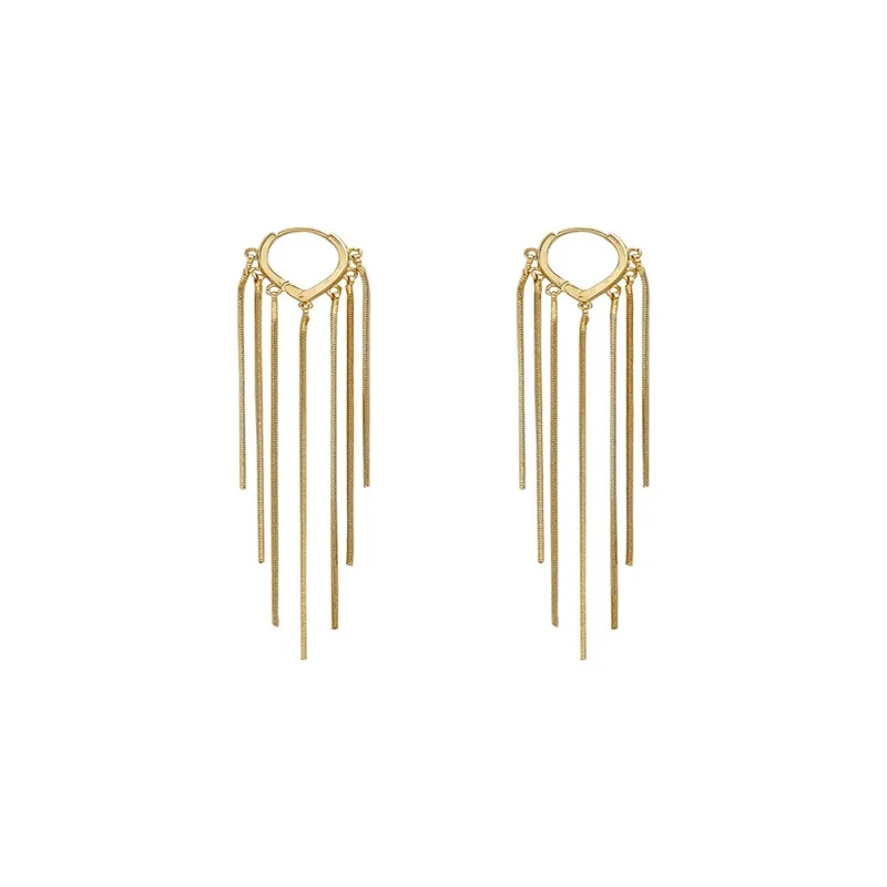 

Hot Style Earrings 2021 New Style Long Tassel Earrings Retro Hong Kong Style Earrings Female Net Red Temperament Ear Rings