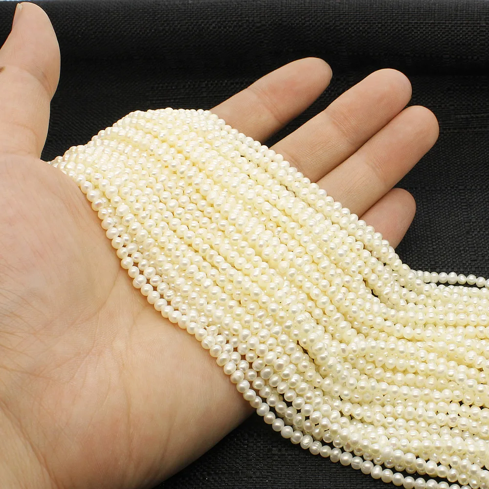 Бусины Из Натурального пресноводного жемчуга 3 5 мм в форме риса белого цвета