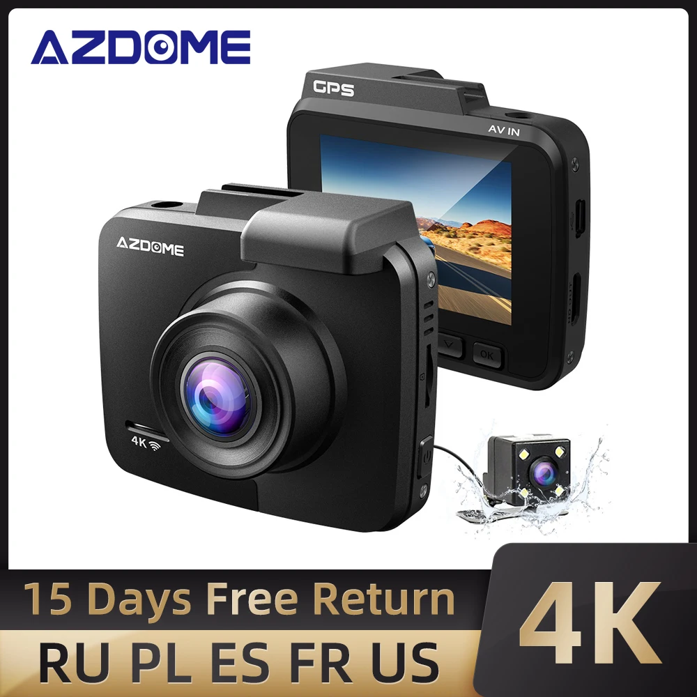 Видеорегистратор AZDOME GS63H 4K Wi Fi GPS UHD 2160P 2 4 дюйма WDR ночное