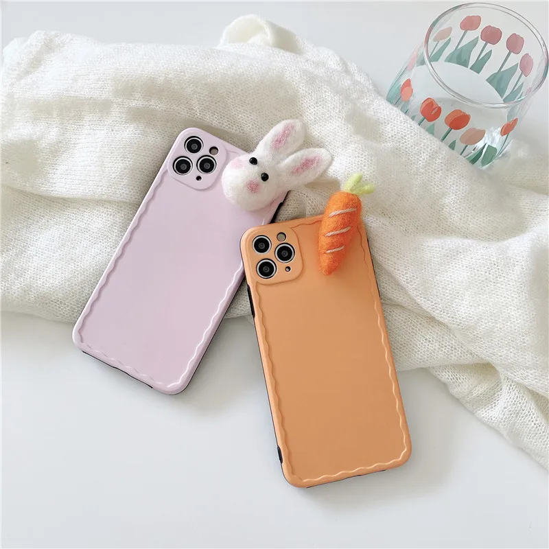 Милый чехол для телефона ручной работы из шерсти фетра кролика моркови пара iPhone XS