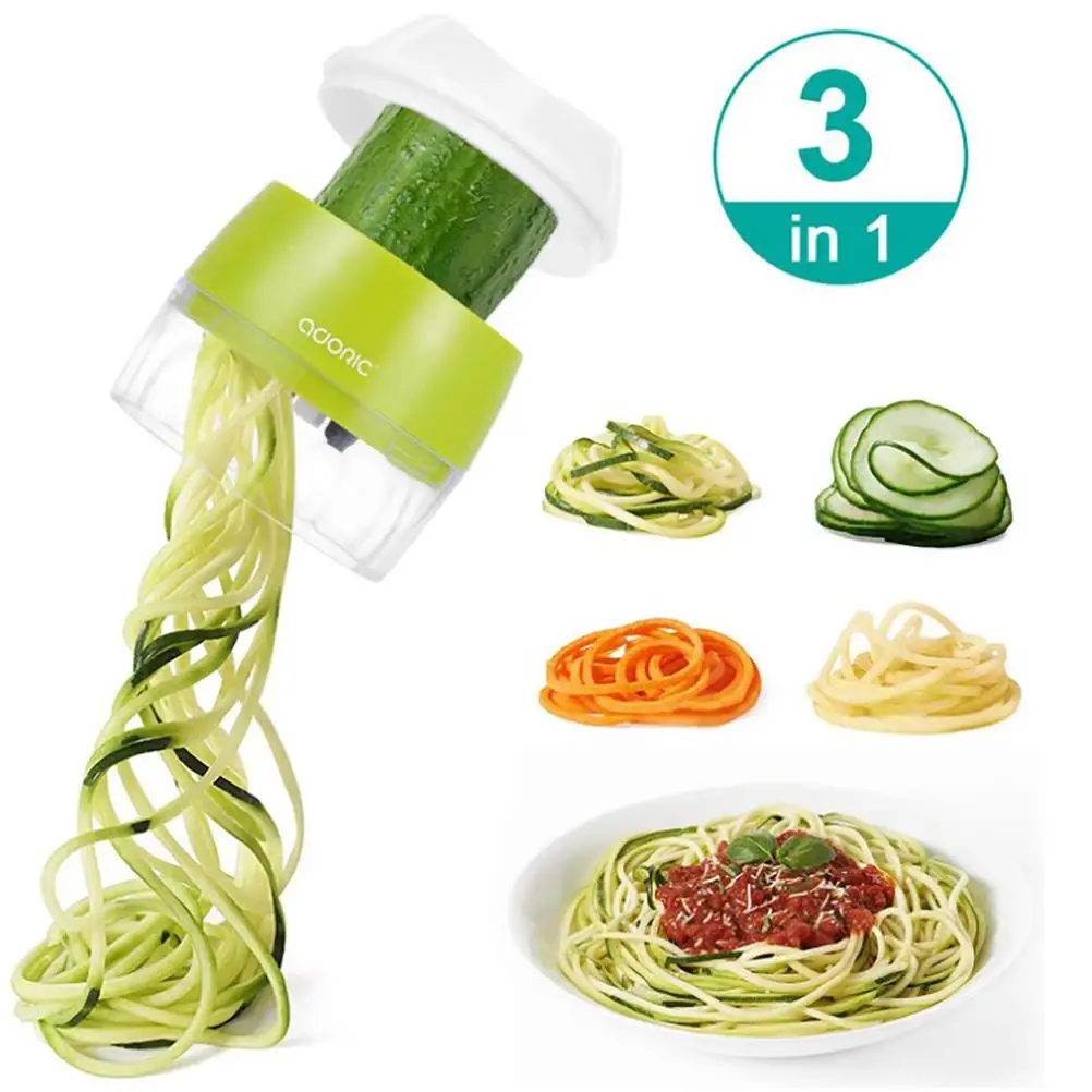 

3 in 1 Handheld Spiralizer Vegetable Slicer Heavy Duty Veggie Spiral Slicer for Salad Carrot Fruit Cucumber Zucchini 2021 New