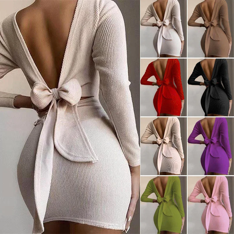 

2021 Drawstring Pleated Long Sleeve Dress
