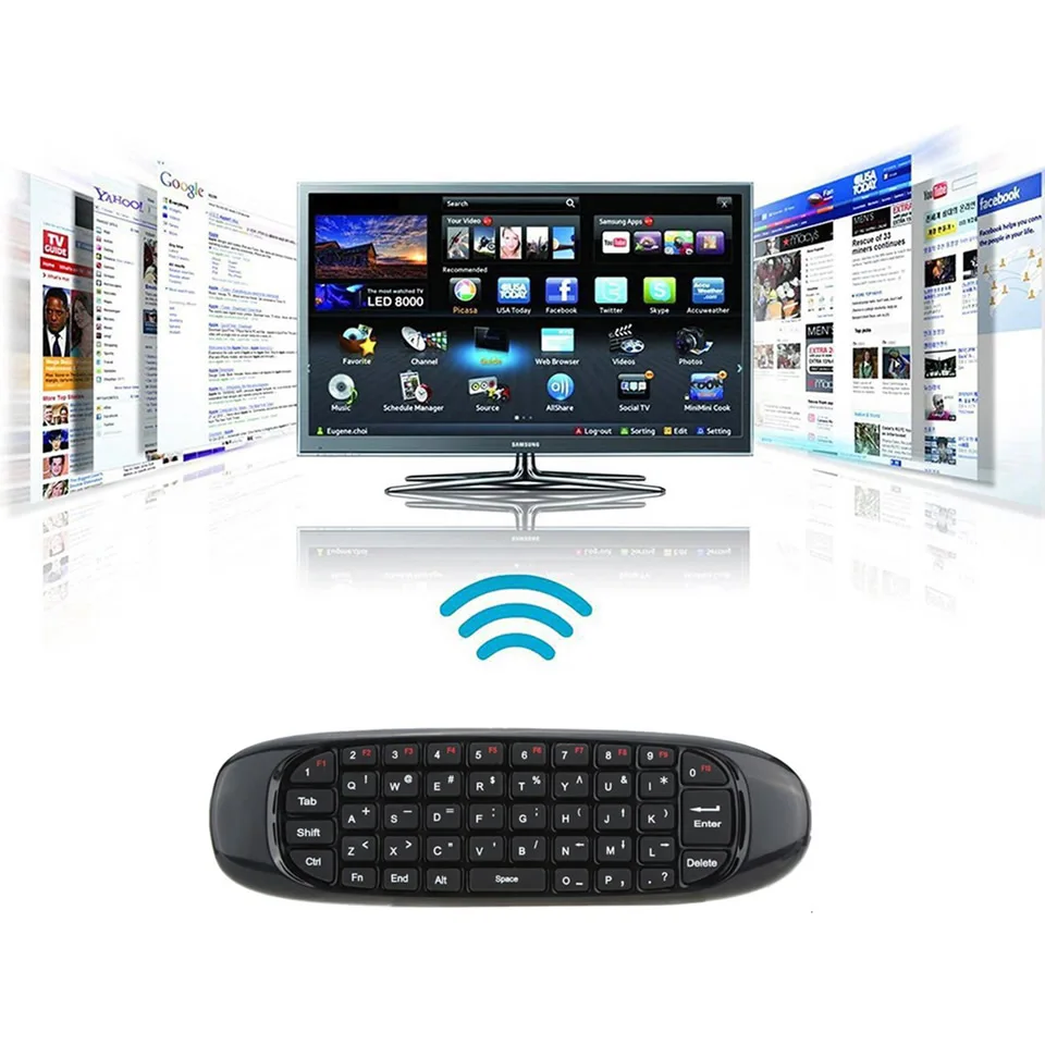 c120 backlight 2 4g air mouse rechargeable wireless remote control keyboard for android tv box computer english russia version free global shipping