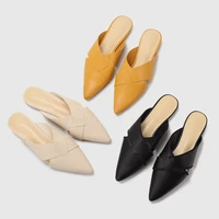 zar woman 2021 flat shoes spring summer pointed toe sexy cross plus size 40 black muller sandals and slippers women luxury hot