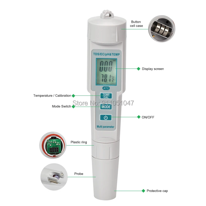 Профессиональный тестер 4 в 1 PH TDS EC анализатор качества питьевой воды для