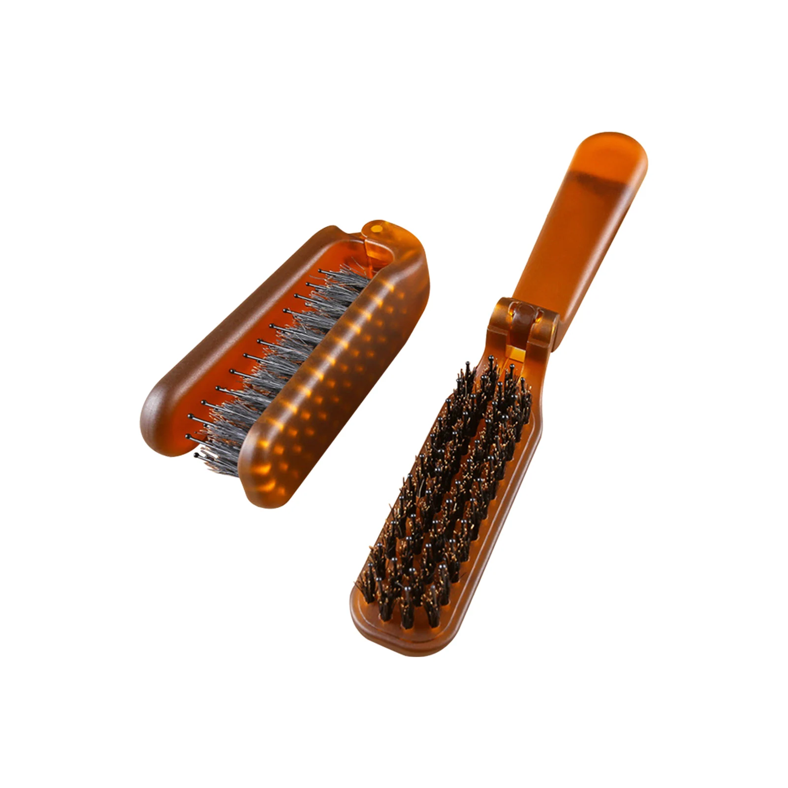 

2pcs Travel Foldable Boar Bristle Tools Portable Compact Hair Brush Professional Pocket Size Barber Massage Styling Fashion Comb