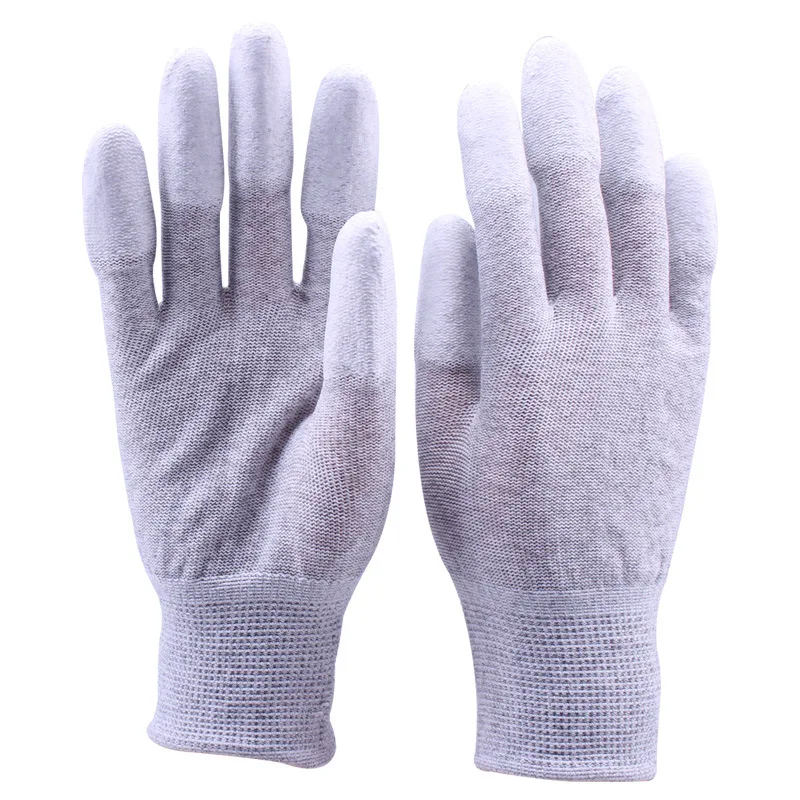 

Hot Anti-static Gloves Core Carbon Fiber Coated Palm PU Coating Non-disposable Wear-resistant Anti-skid Labor Protection Gloves