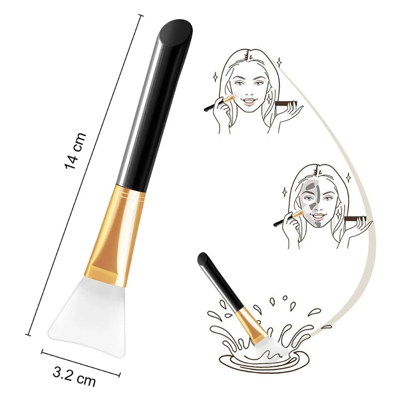 

094E 2pcs Soft Silicone Makeup Facial Mud Mask Brush Cosmetic Foundation Gel Applicator DIY Mixing Tools