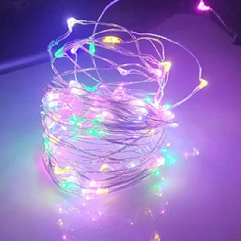 Multicolor SPLEVISI гирлянда на батарейках, 20 светодиодов/30 светодиодов/50 светодиодов/100 светодиодов, Рождественские огни, гирлянды, вечерние, свадебные - Испускаемый цвет: Multicolor