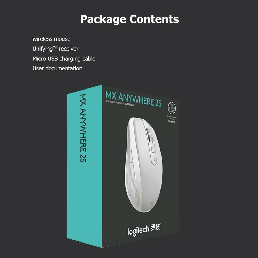 

Logitech MX Anywhere 2S Wireless Mouse 7 Buttons Rechargeable USB Optical Mice for Laptop Desktop PC Computer