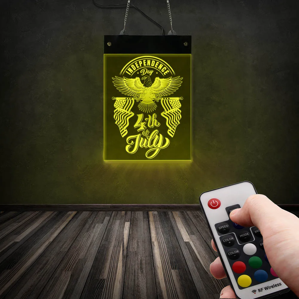 

American Flag Eagle LED Acrylic Display Sign 4th July USA Patriotic Home Décor Multi-color LED Lighting Wall Sign for Cool Light