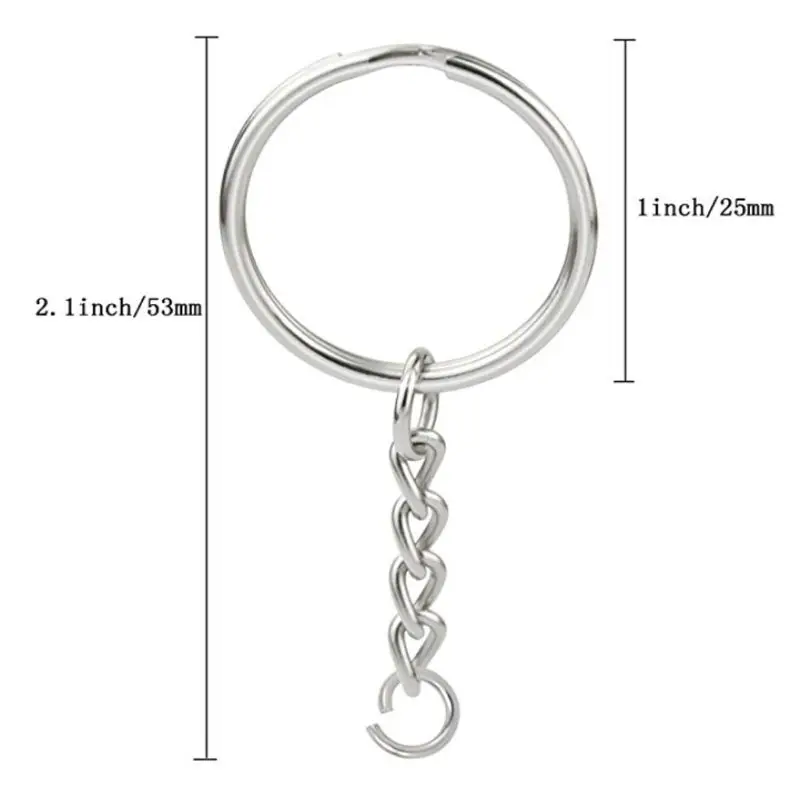 

50Pcs Silver Screw Eye Pin Key Chains With Open Jump Ring Chain Extender Eye Pins Split Keyring Jewelry Making Findings 87HB