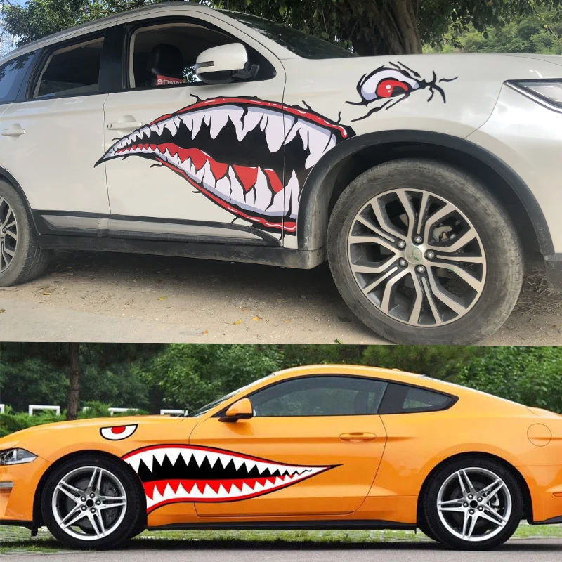 

Car Stickers Shark Mouth Creative Car Body Sticker White Shark Teeth Stickers