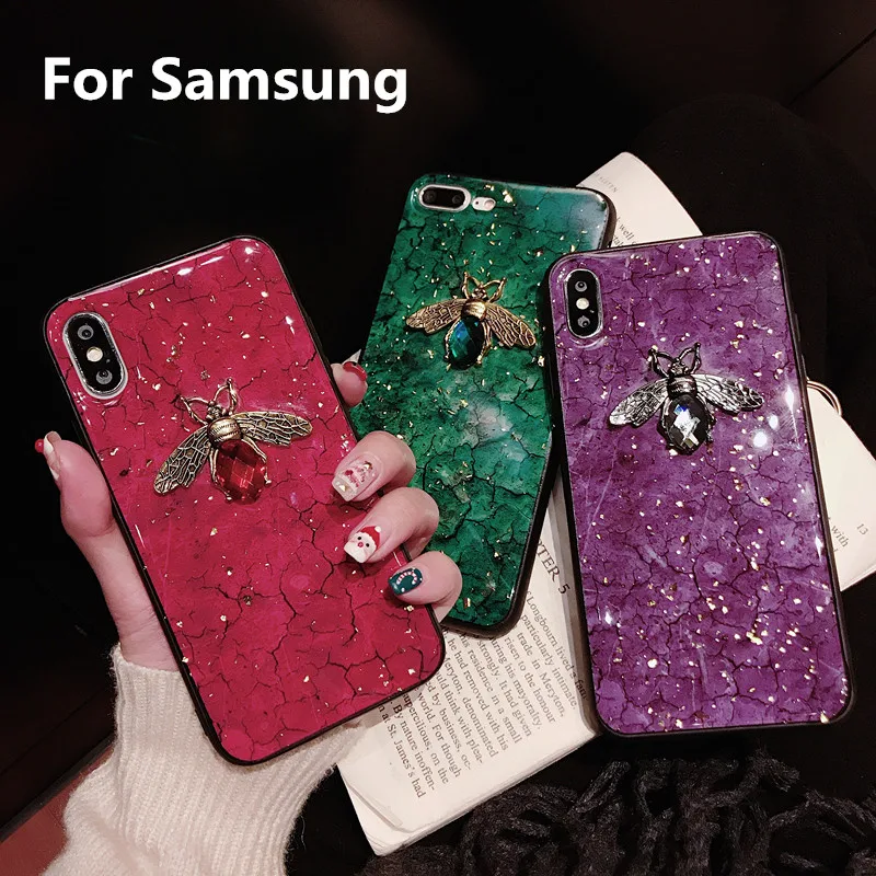 Роскошный силиконовый чехол для телефона с золотой фольгой металлический