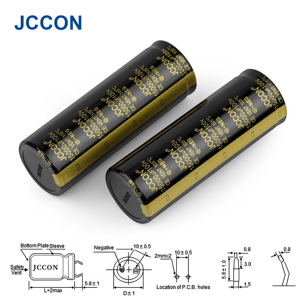 2Pcs JCCON Audio Electrolytic Capacitor 100V 1000UF 2200UF 3300UF 4700UF For Audio Hifi Amplifier High Frequency Low ESR Speaker