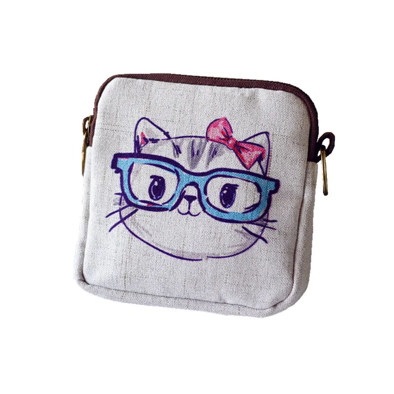 Женский квадратный кошелек милый холщовый для девочек подростков сумочка монет