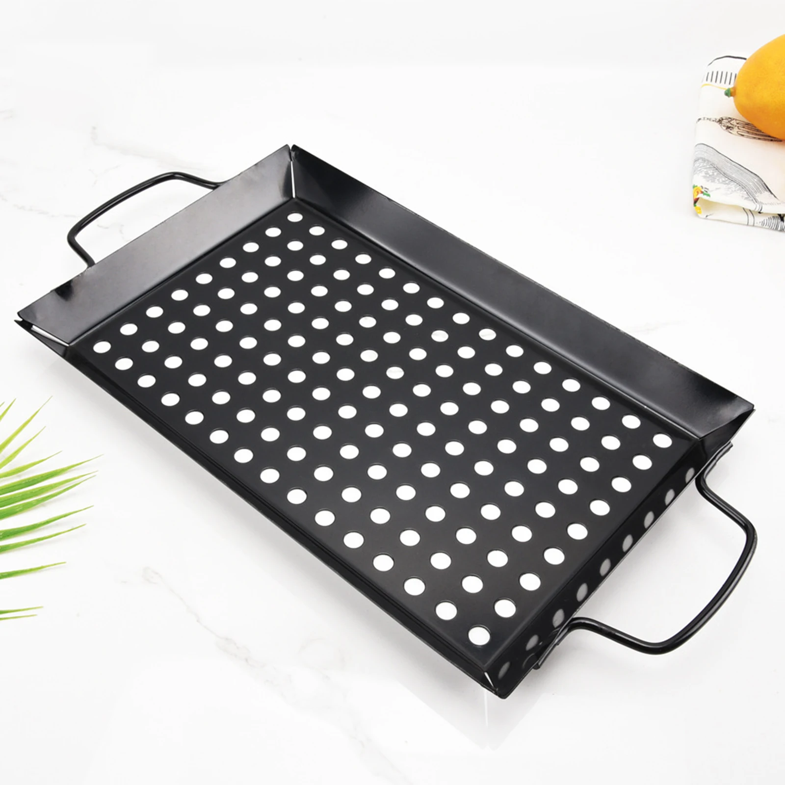 

Grill Topper BBQ Grilling Pans Non-Stick Barbecue Trays with Holes for Cooking Meat, Vegetables, and Seafood, Easy to Clean