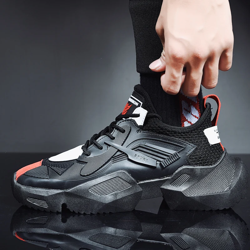 Men Summer Sneakers Breathable Mesh Outdoor Sport Shoe Increase Black Upper Lace Up Male Shoes casual shoes | Обувь