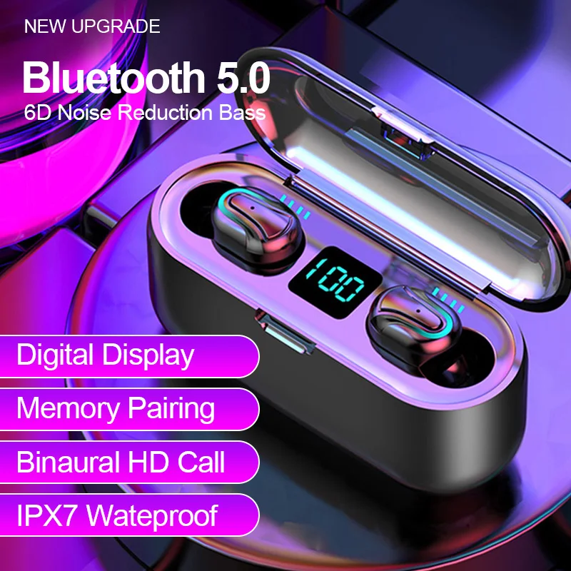 

Bluetooth Earphone Sport Wireless Earbuds Noise Reduction TWS Earphones LED-Display Charging For Phone Power Bank Gaming Headset