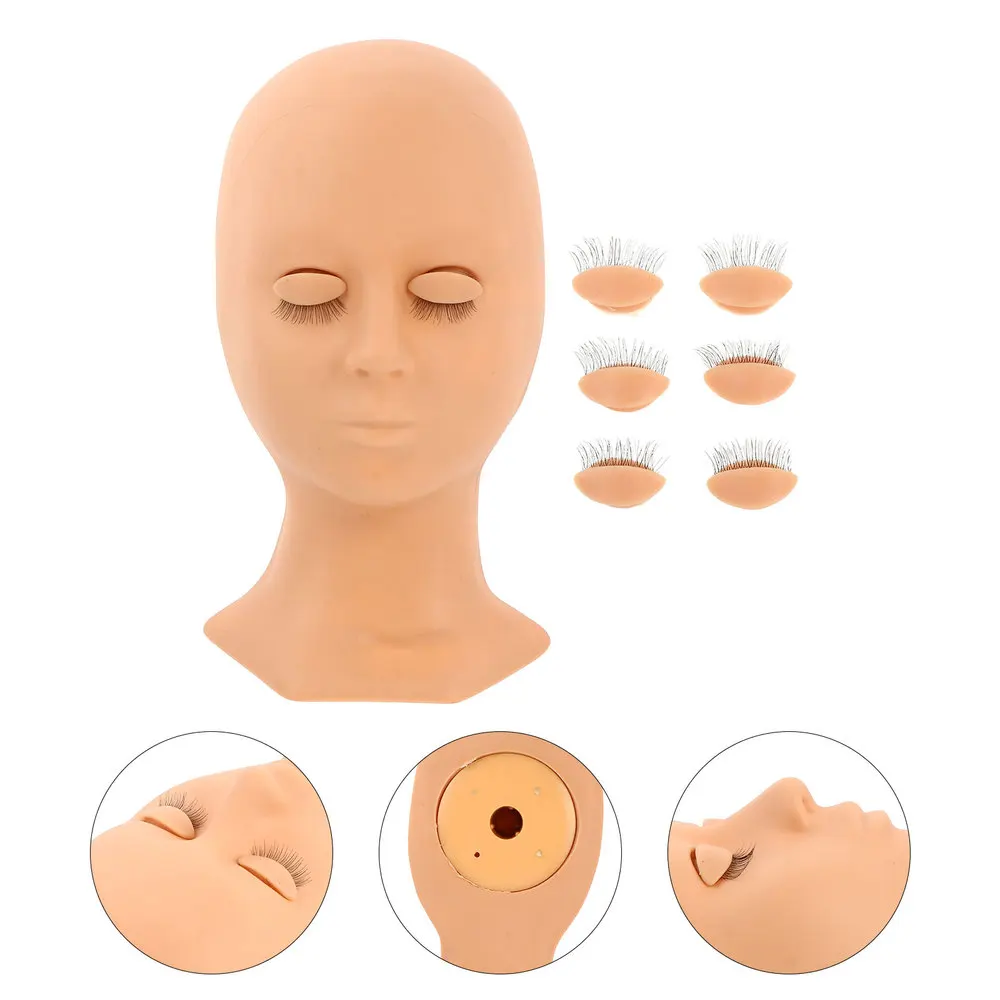

1pc Training Mannequin Head with 4 Pairs Replaced Eyelids Makeup Practice Kit