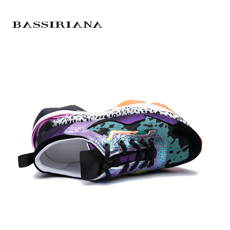 BASSIRIANA2019зима новые женские туфли цвета соответствия леопардовые кожаные