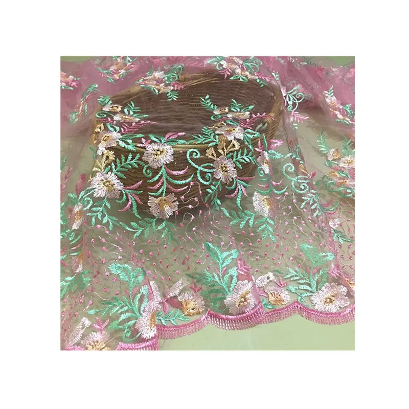 

Quality gauze fabric Stereo embroidery patchwork Fashion dress clothing sewing