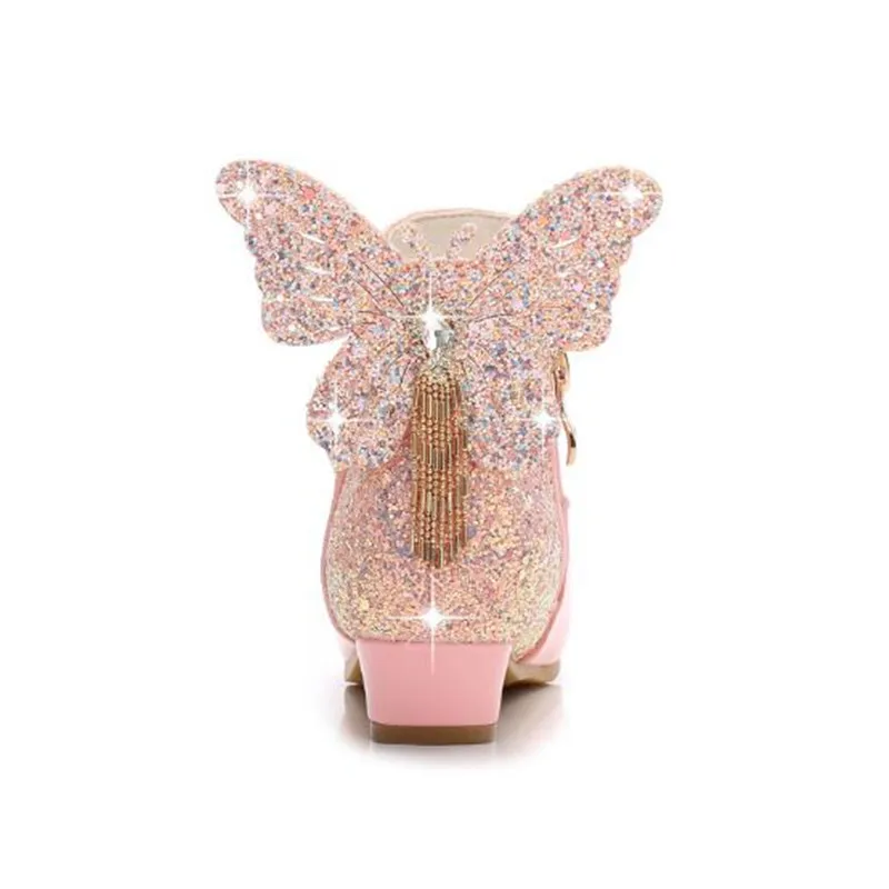 Кожаные ботинки для девочек Бархатные хлопковые блестящие Теплые ботильоны