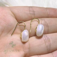 color baroque pearl earring 18 k gold ear drop cultured women jewelry dangle party fashion