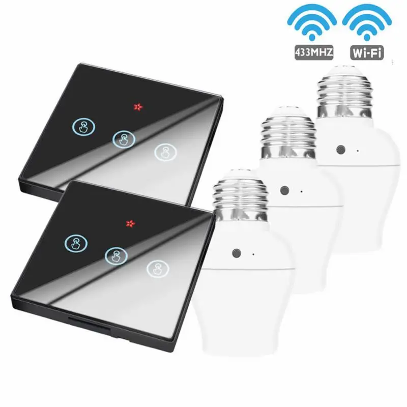 

1/2/3 Gang 433Mhz Smart Touch Wireless Wall Switch Light RF Remote Control 110V 220V Wall Panel Home Smart Switch Dropship