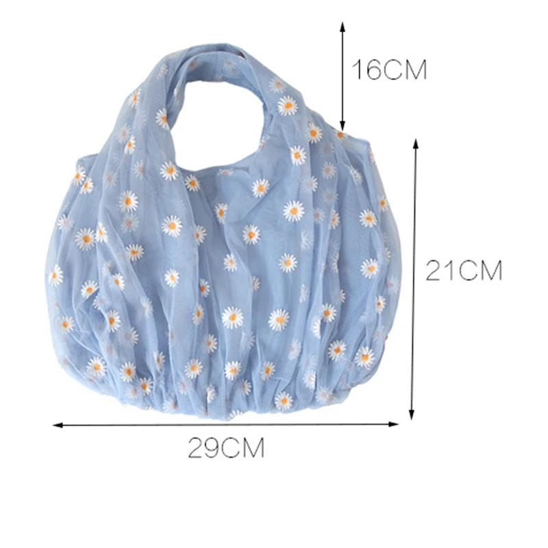 

2021New Handmade Flower Embroidery Hand Bag Casual Tote Mesh Shoulder Bag Lady Travel Shopping Bags Woman Handbags