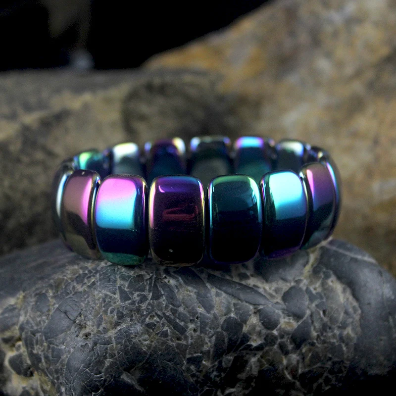 Классический ювелирный браслет в стиле ретро для мужчин черный виде радуги