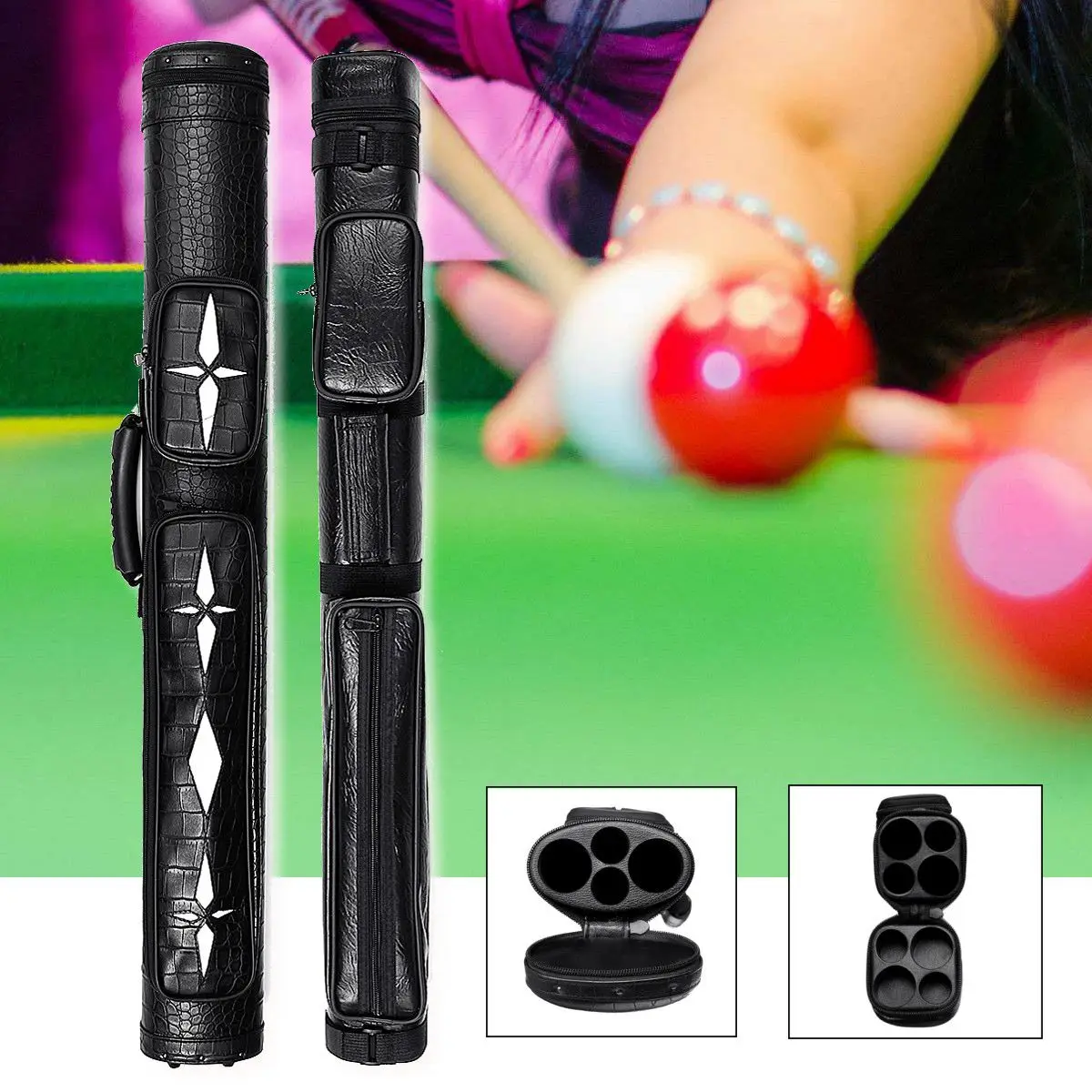 Чехол для кия с трубкой, черный Жесткий Чехол для бильярдного кия, контейнер для бильярда 2x2 1/2, бильярдная палка, бильярдный баррель, аксессуары для бильярда