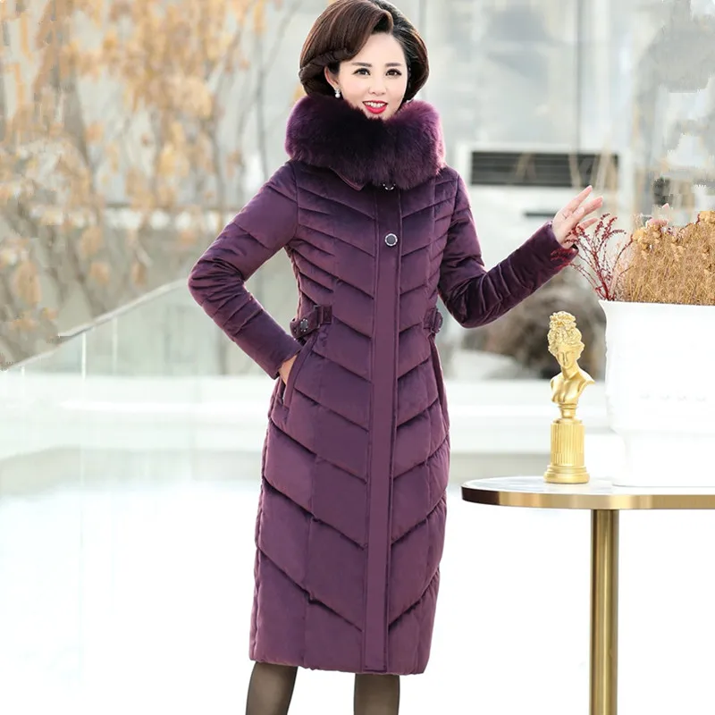 Женское зимнее пальто золотистого цвета вельветовые пуховые хлопковые парки