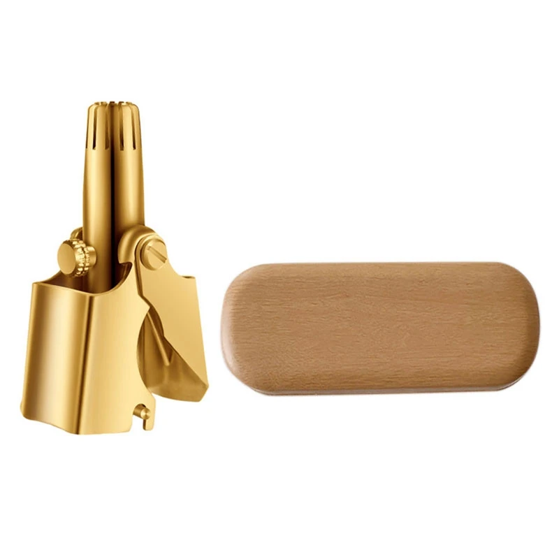 

Триммер для ушей и носа из нержавеющей стали, безопасная бритва, портативный Чехол для очков с твердой деревянной оправой