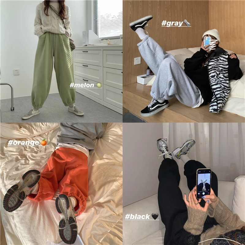 

Повседневные спортивные женские осенне-зимние бархатные плотные свободные стройнящие Широкие штаны в Корейском стиле Новые прямые