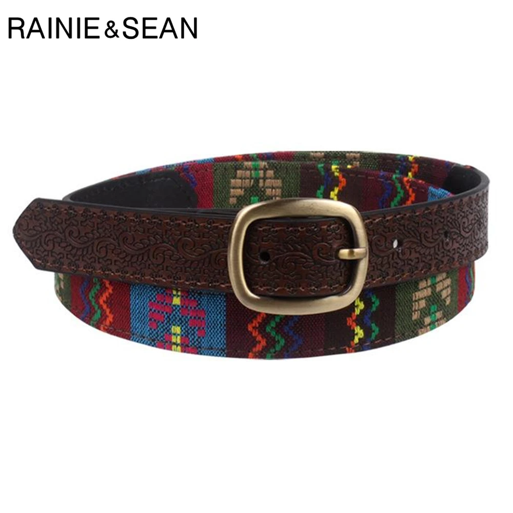 Renie SEAN, этнический пояс, женский, Цветочная вышивка, Дамский ремень, кожаный, пэчворк, пояс для брюк, с пряжкой, женский, Cinturon