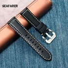 Ремешок из натуральной воловьей кожи для мужских и женских часов, черный темно-коричневый синий браслет с пряжкой, 20 мм 22 мм 24 мм