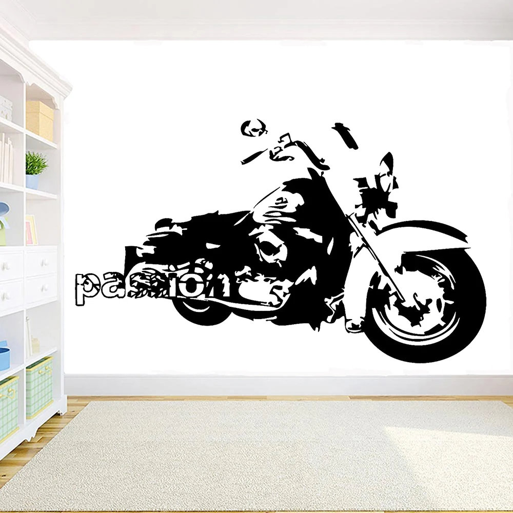 

Bike Biker Speed Passion Motorcycle Wall Stickers Motorcycle Garage Wall Decor Decal Vinyl Removable Boys Room Decor Mural X276