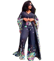 new style african womens clothing dashiki abaya fashion chiffon fabrics print long dress free size trousers two piece set