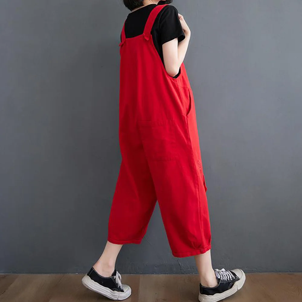 Комбинезон женский джинсовый с широкими штанинами свободный комбинезон