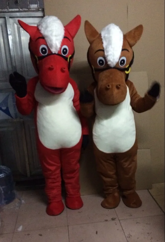 Cavalo traje da mascote andando cavalo vermelho engraçado mascotes adulto fantasia vestido personagem dos desenhos animados cosply adulto tamanho carnaval traje