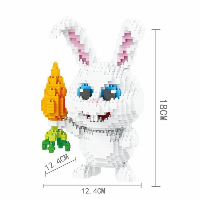 

200531 White Rabbit Pet Animal Carrot blue Rabbit 3D Model Penguin DIY Micro Diamond Mini Building Blocks Bricks Christmas gift