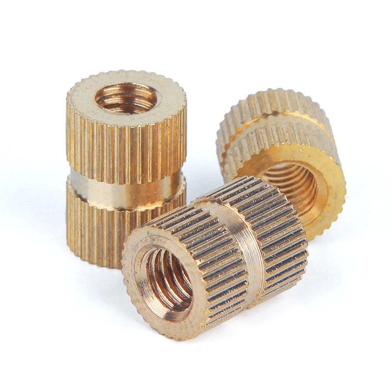 

100pcs M5 5mm Solid Brass Knurled Nuts Threaded Embedded Round Insert