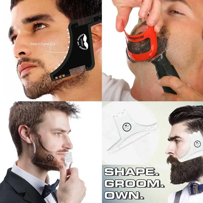 6pcs/set Men Barba Beard Kit Styling Tool Oil Comb Moustache Balm Moisturizing Wax Scissors Care Set | Красота и здоровье