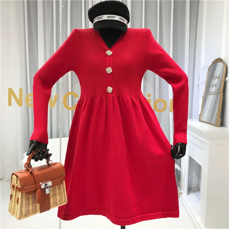 ALPHALMODA 2019 зимнее новое модное винтажное трикотажное платье трапециевидной формы